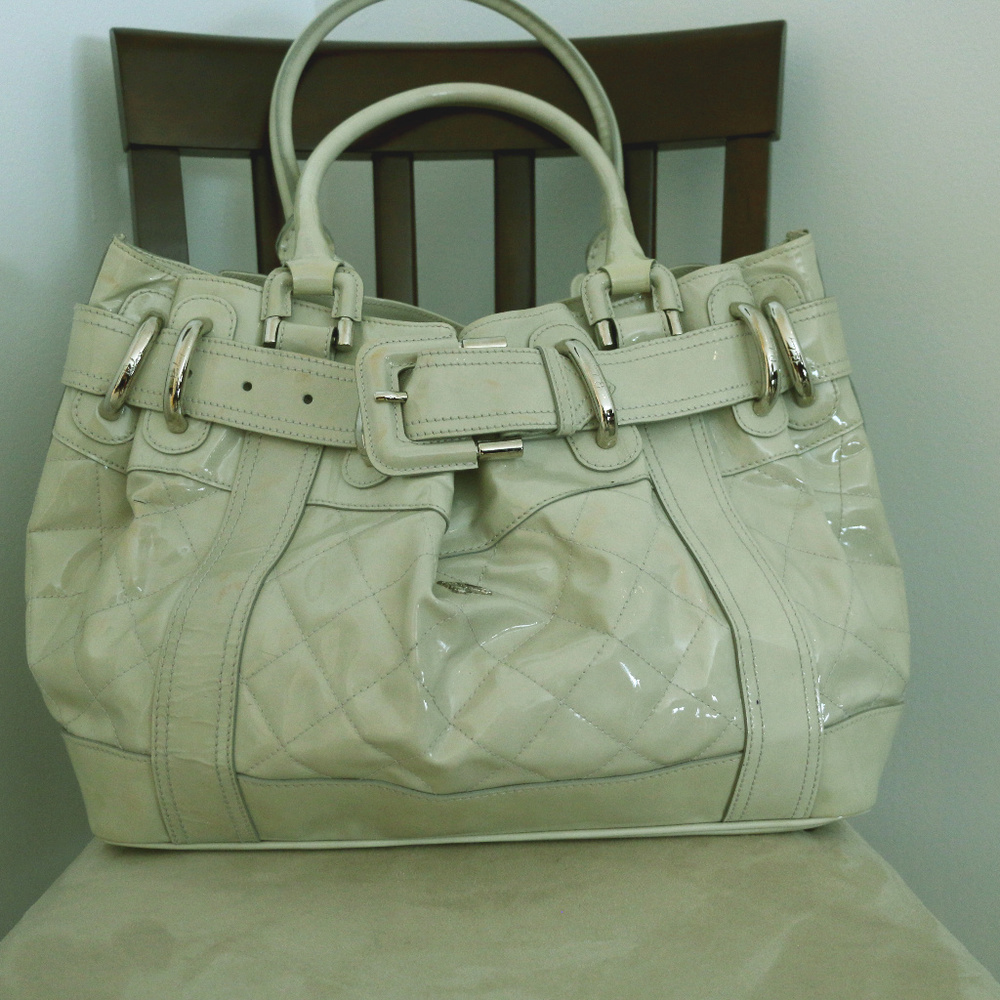 Quilted Beaton Patent Leather Satchel